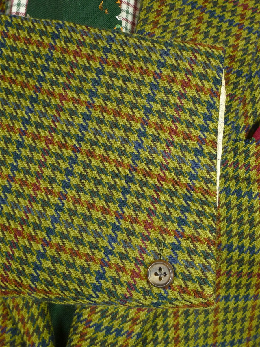 26/0877 vintage gieves & hawkes savile row pure cashmere green gun check sports jacket blazer 43 long