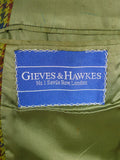 26/0877 vintage gieves & hawkes savile row pure cashmere green gun check sports jacket blazer 43 long