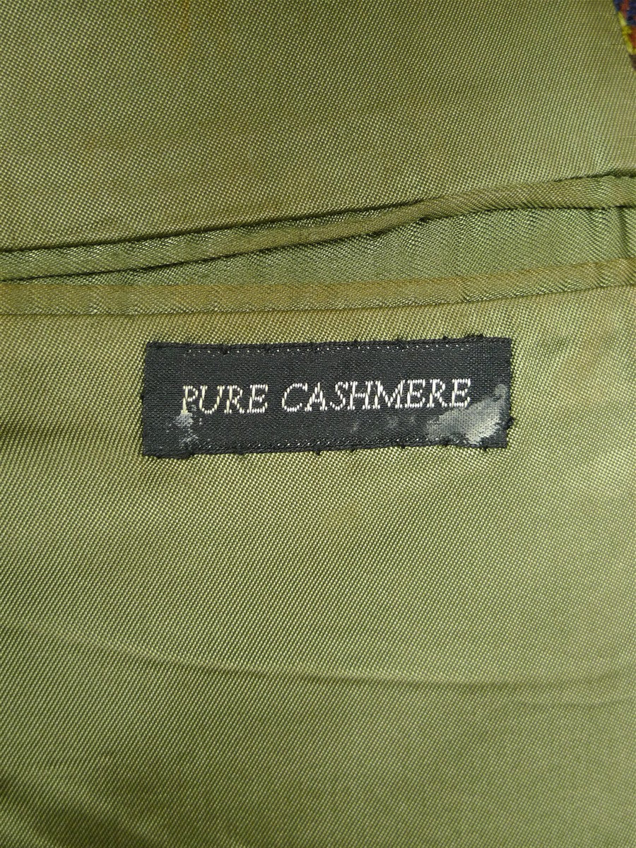 26/0877 vintage gieves & hawkes savile row pure cashmere green gun check sports jacket blazer 43 long