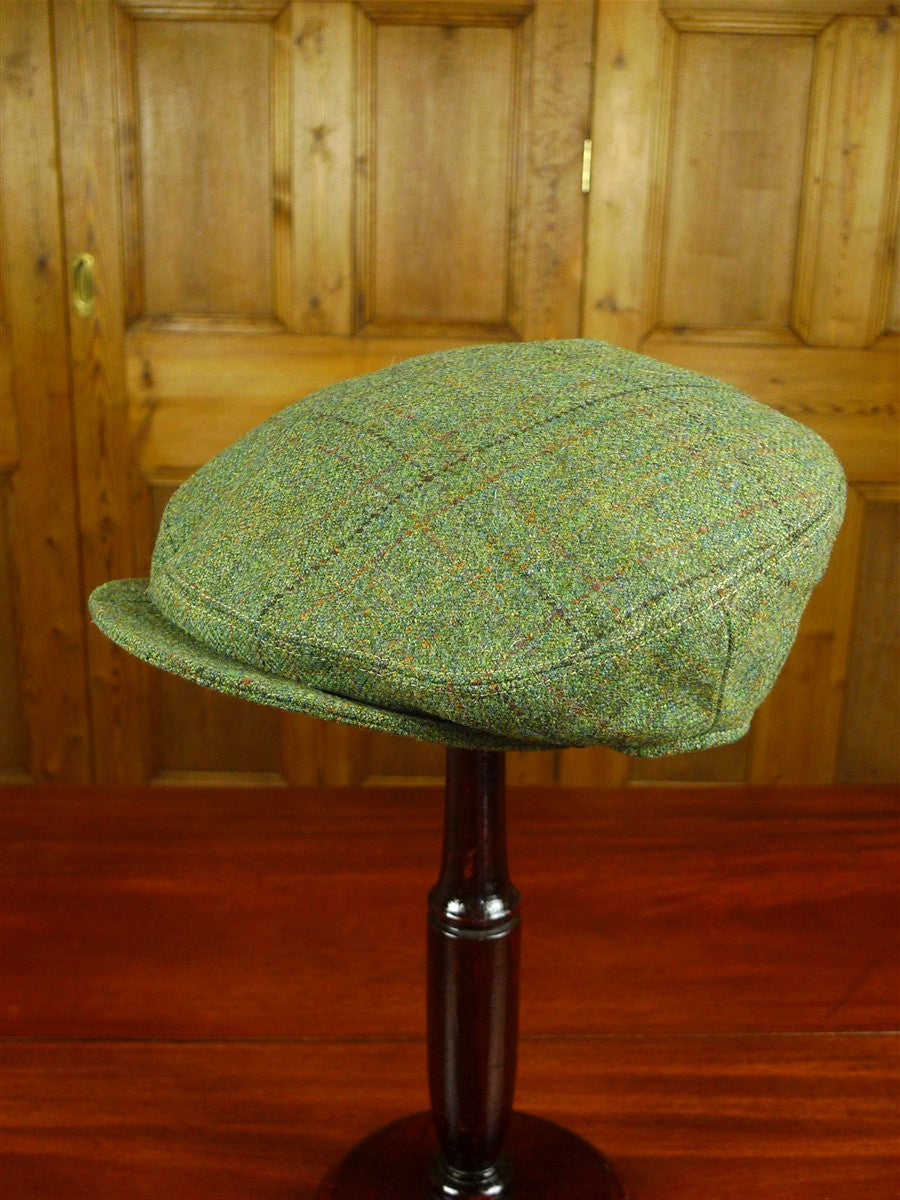 26/0879 scottish green lairg tartan check tweed flat cap for country pursuits / vintage revivals 61 cms