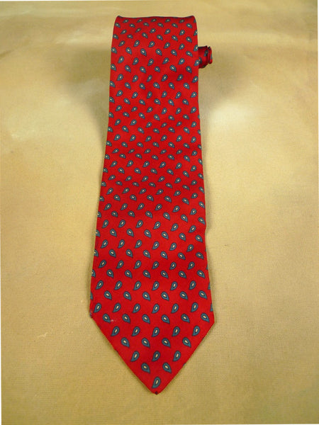 26/0901 vintage john comfort london red / blue paisley pattern silk tie