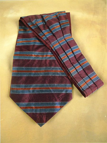 26/0892 genuine vintage silk red / blue & orange cravat for vintage revivals