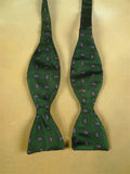 26/0887 vintage silk green / brown & blue paisley pattern bow tie