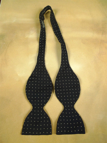 26/0890 vintage silk black / white polka dot pattern bow tie