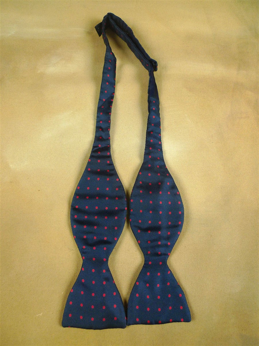 26/0886 vintage silk navy blue / red polka dot pattern bow tie