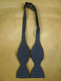 26/0882 vintage silk navy blue / white polka dot bow tie