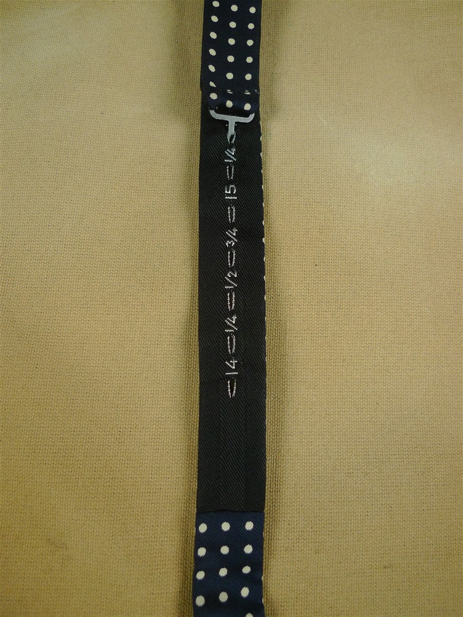 26/0882 vintage silk navy blue / white polka dot bow tie