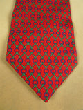 26/0904 immaculate vintage british red / green & blue link pattern silk tie