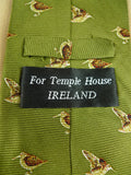 26/0907 immaculate irish green partridge shooting style woven pattern silk tie