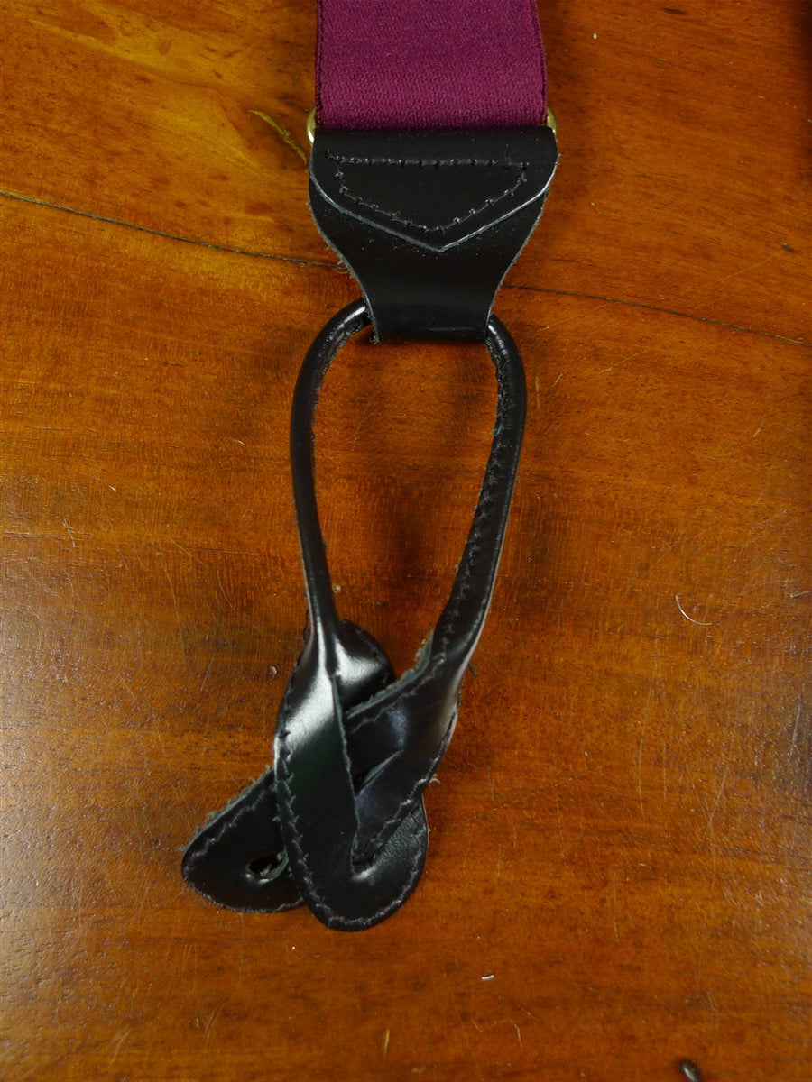 26/0912 british burgundy red braces w/ black leather ends