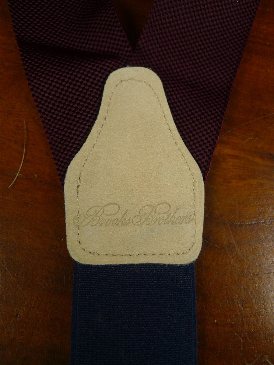 26/0914 brooks brothers burgundy red woven braces w/ tan leather ends