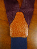 26/0914 brooks brothers burgundy red woven braces w/ tan leather ends
