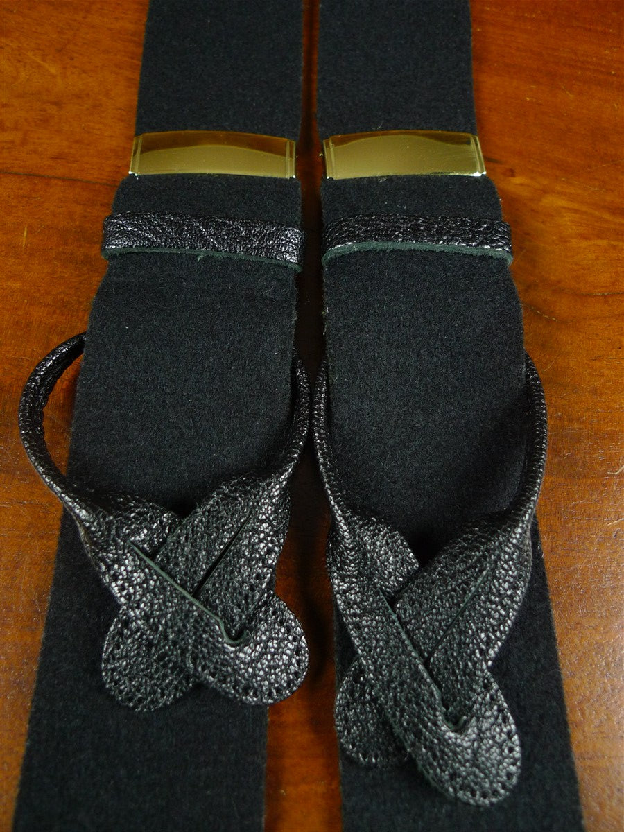 26/0911 english boxcloth evening dress braces w/ black leather ends