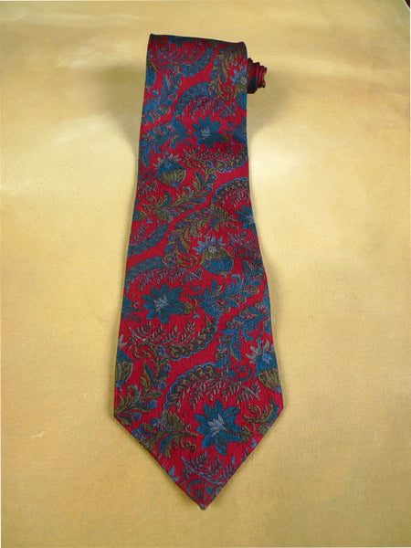 26/0924 immaculate vintage christian dior red & blue pattern silk tie