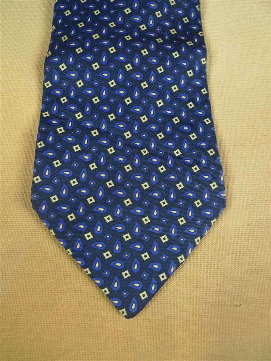 26/0926 vintage gieves & hawkes savile row navy blue / cream pattern silk tie