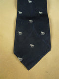 26/0928 vintage 1960s gieves savile row navy blue bird pattern tie for goodwood revival