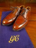 26/0931 george cleverley custom grade brown apron lace-up shoe w/ embroidered bags uk 8.5 e