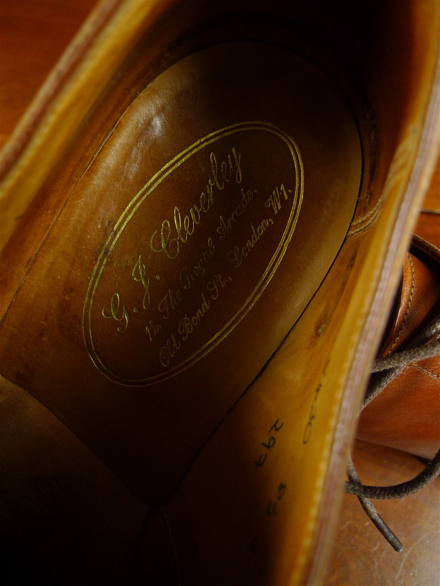 26/0931 george cleverley custom grade brown apron lace-up shoe w/ embroidered bags uk 8.5 e