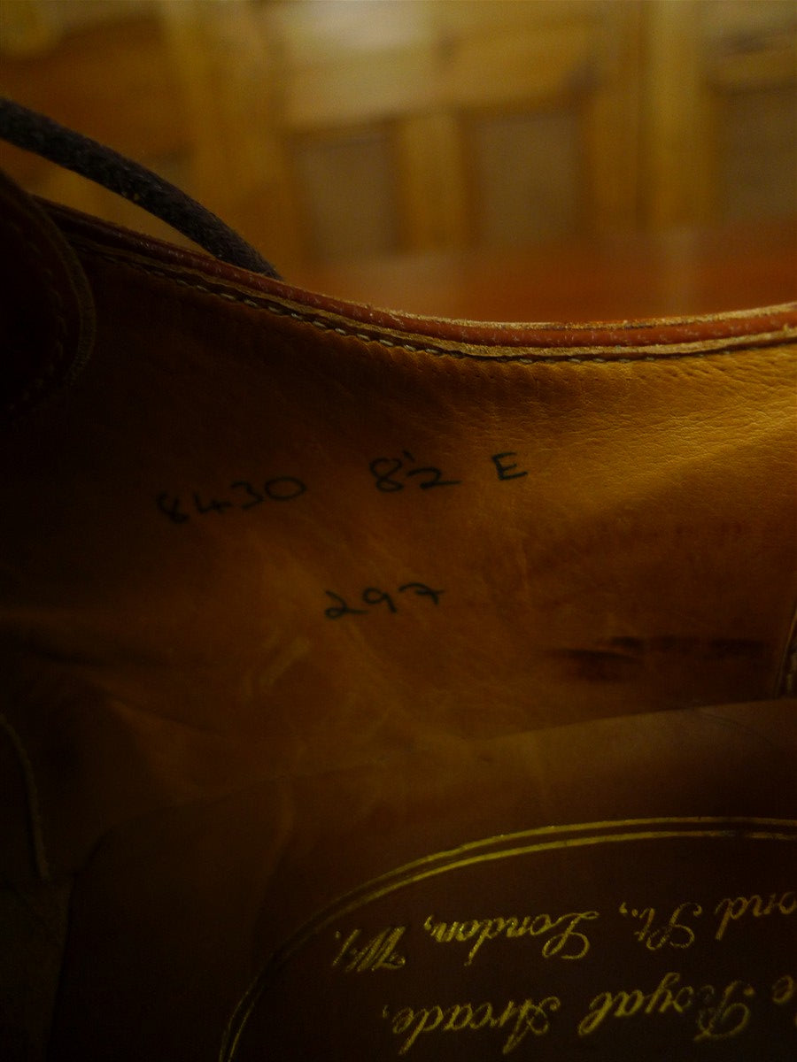 26/0931 george cleverley custom grade brown apron lace-up shoe w/ embroidered bags uk 8.5 e