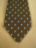 26/0925 immaculate vintage italian brown / blue pattern silk tie