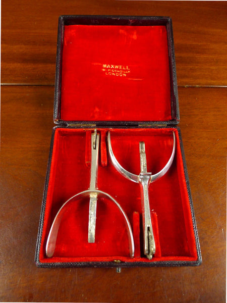 26/0934 antique maxwell piccadilly london riding boot spurs w/ original box
