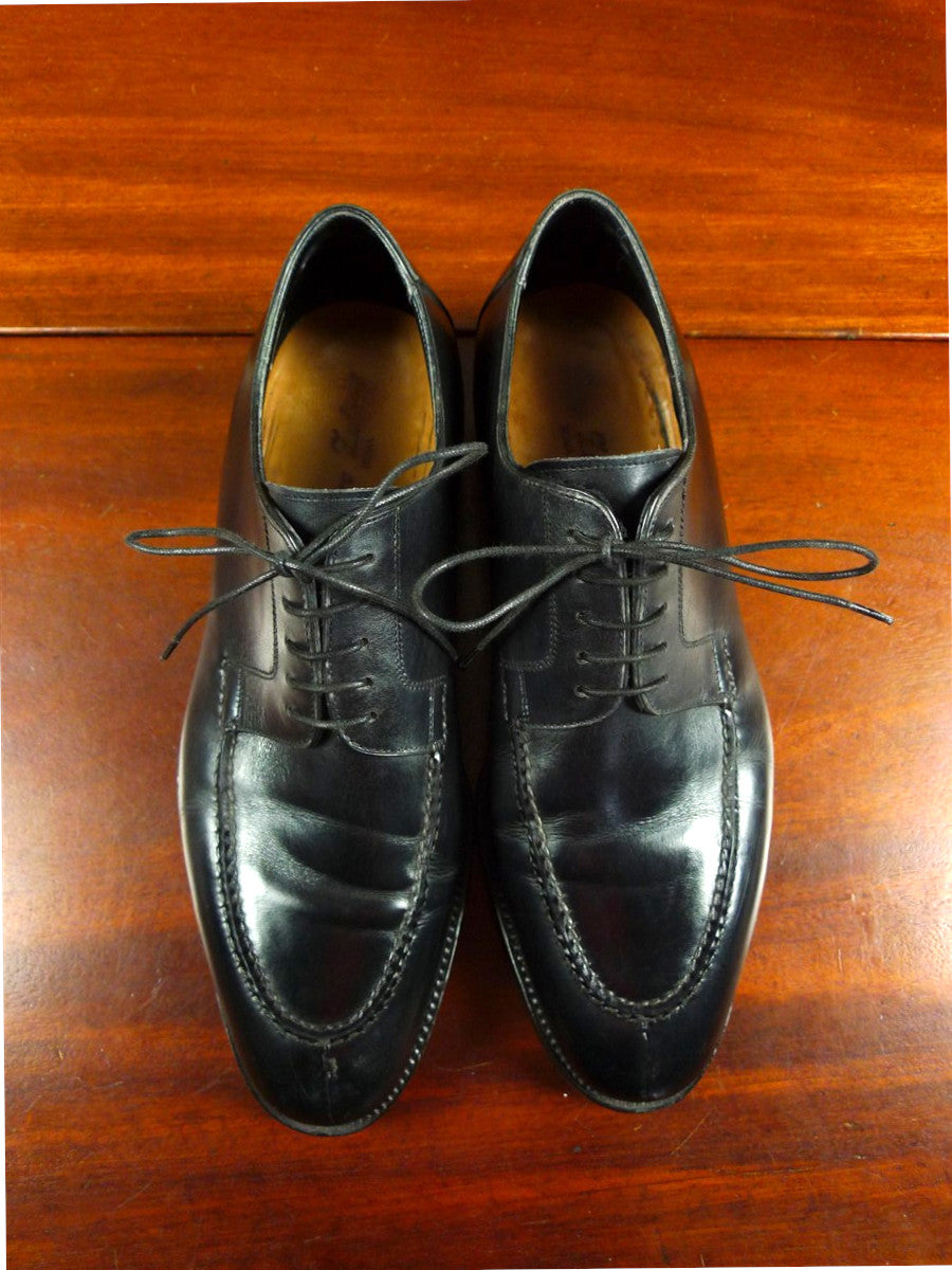26/0938 piero zuliani italian custom grade black calf leather apron shoe 7.5