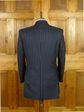 26/0935 vintage gieves & hawkes savile row navy blue rope-stripe wool suit 43 regular to long