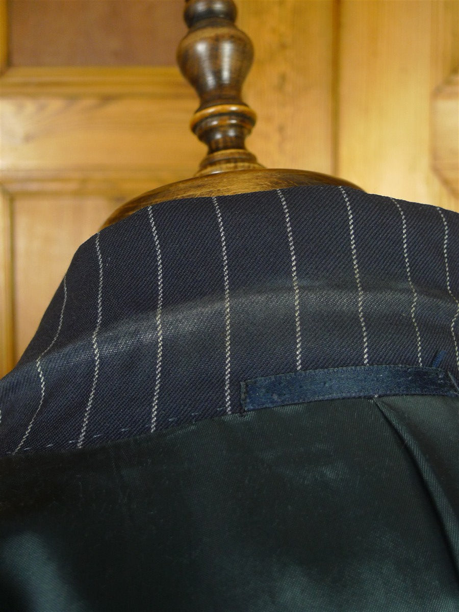 26/0935 vintage gieves & hawkes savile row navy blue rope-stripe wool suit 43 regular to long