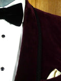 26/0945 genuine 1960s vintage burgundy red shawl lapel dinner / smoking jacket w/ braid trims 39-40 short to regular