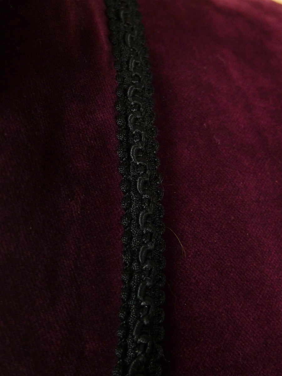 26/0945 genuine 1960s vintage burgundy red shawl lapel dinner / smoking jacket w/ braid trims 39-40 short to regular