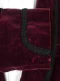 26/0945 genuine 1960s vintage burgundy red shawl lapel dinner / smoking jacket w/ braid trims 39-40 short to regular
