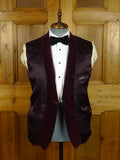 26/0945 genuine 1960s vintage burgundy red shawl lapel dinner / smoking jacket w/ braid trims 39-40 short to regular