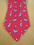 26/0946 hermes red / blue seal pattern silk tie 7293 EA