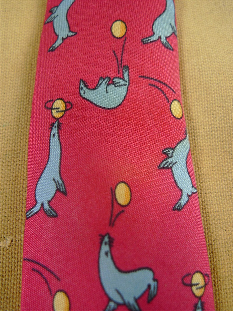26/0946 hermes red / blue seal pattern silk tie 7293 EA