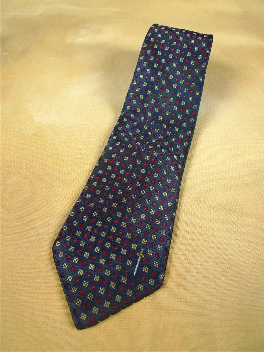 26/0949 immaculate vintage gieves & hawkes savile row blue / red pattern silk tie