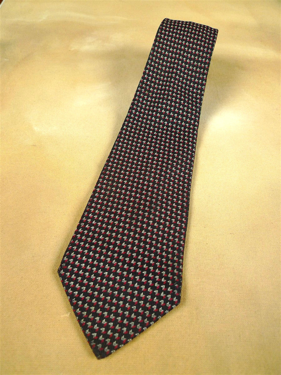 26/0951 immaculate vintage gieves & hawkes savile black / red & silver pattern silk tie