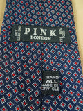 26/0952 vintage thomas pink london blue / red pattern silk tie