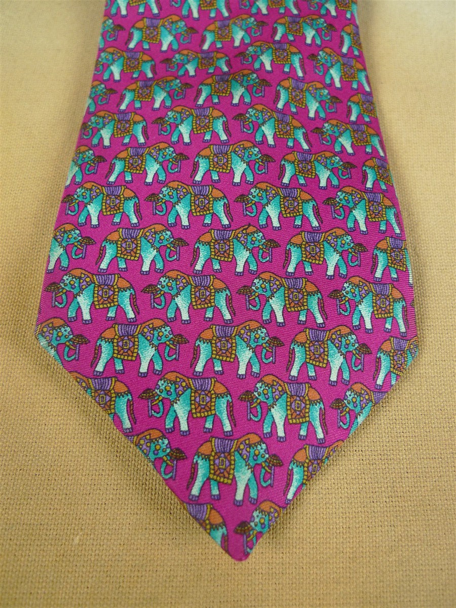 26/0954 vintage thomas pink london elephant pattern silk tie