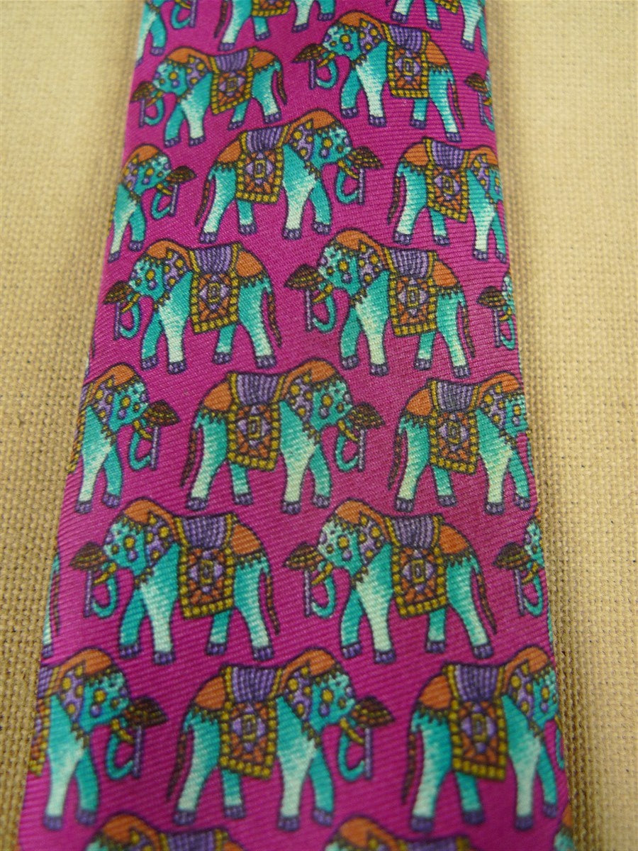 26/0954 vintage thomas pink london elephant pattern silk tie