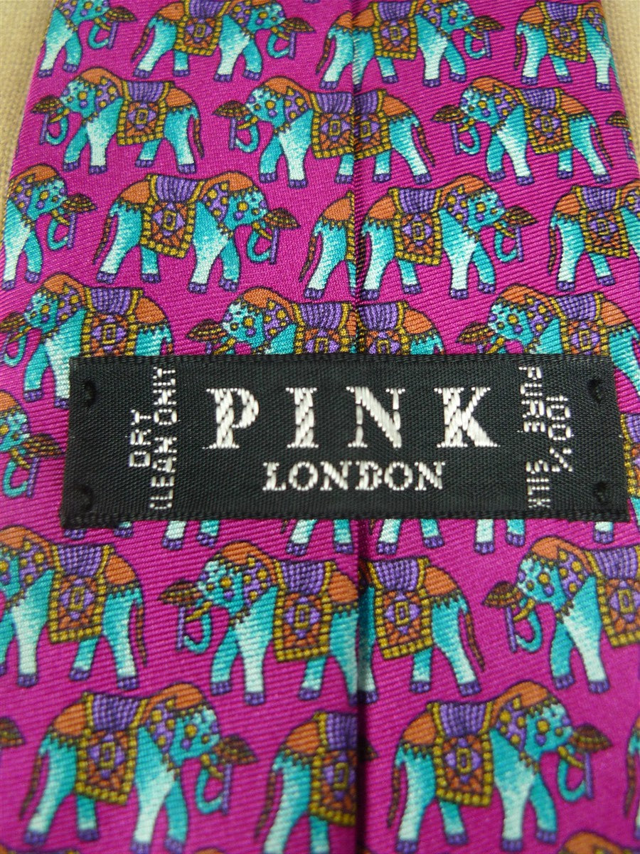 26/0954 vintage thomas pink london elephant pattern silk tie