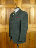 26/0961 wonderful genuine vintage extra-heavyweight dark green houndstooth check harris tweed sports jacket 41 short to regular