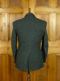 26/0961 wonderful genuine vintage extra-heavyweight dark green houndstooth check harris tweed sports jacket 41 short to regular