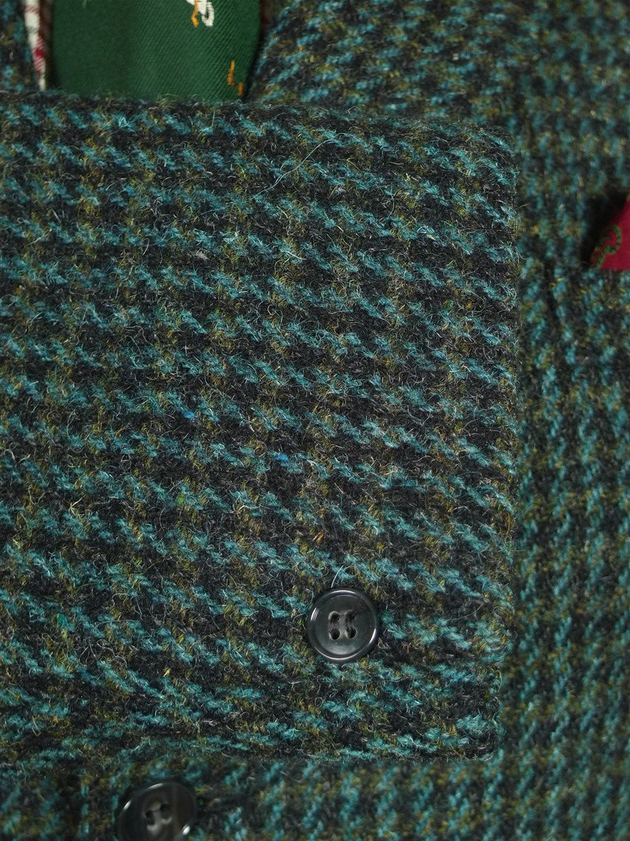 26/0961 wonderful genuine vintage extra-heavyweight dark green houndstooth check harris tweed sports jacket 41 short to regular
