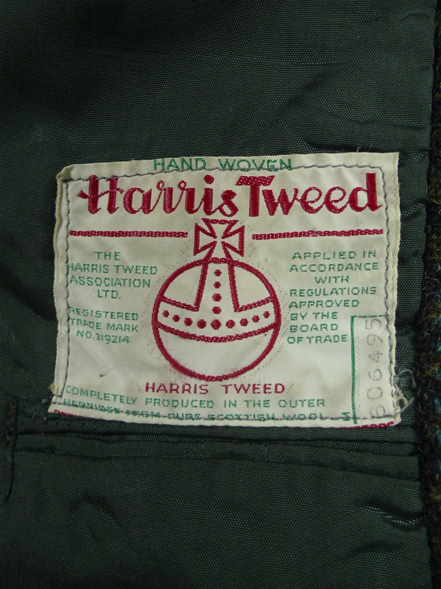 26/0961 wonderful genuine vintage extra-heavyweight dark green houndstooth check harris tweed sports jacket 41 short to regular