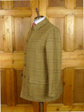 26/0959 exceptional immaculate vintage invertere heavyweight wp check heavyweight twill field coat w/ ghillie collar & back strap 44 regular