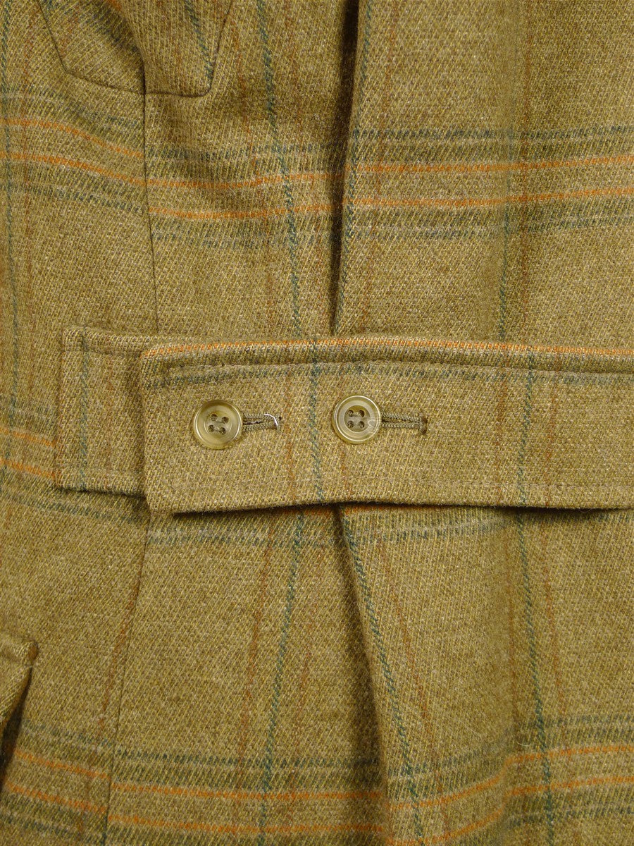 26/0959 exceptional immaculate vintage invertere heavyweight wp check heavyweight twill field coat w/ ghillie collar & back strap 44 regular