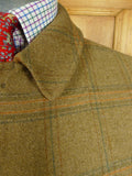 26/0959 exceptional immaculate vintage invertere heavyweight wp check heavyweight twill field coat w/ ghillie collar & back strap 44 regular