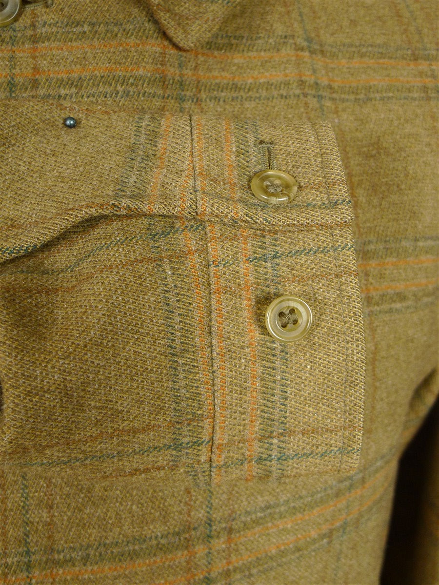 26/0959 exceptional immaculate vintage invertere heavyweight wp check heavyweight twill field coat w/ ghillie collar & back strap 44 regular