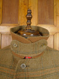 26/0959 exceptional immaculate vintage invertere heavyweight wp check heavyweight twill field coat w/ ghillie collar & back strap 44 regular