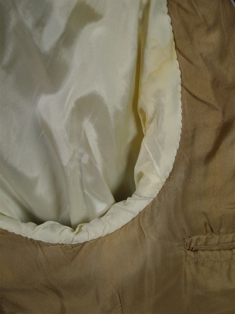 26/0955 vintage 1990 henry poole savile row bespoke beige worsted travel suit 42-43 regular